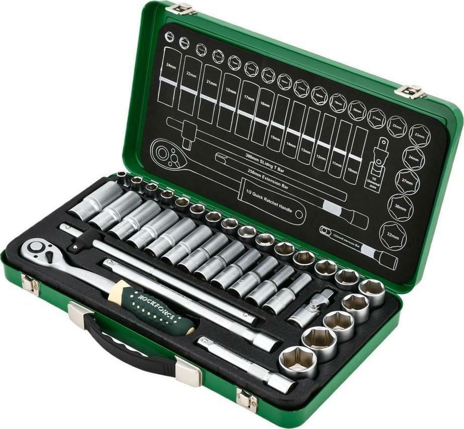 Zestaw narzędzi Rockforce Zestaw narzędzi 1/2" 36el. (8-32mm) (6-kątnych)