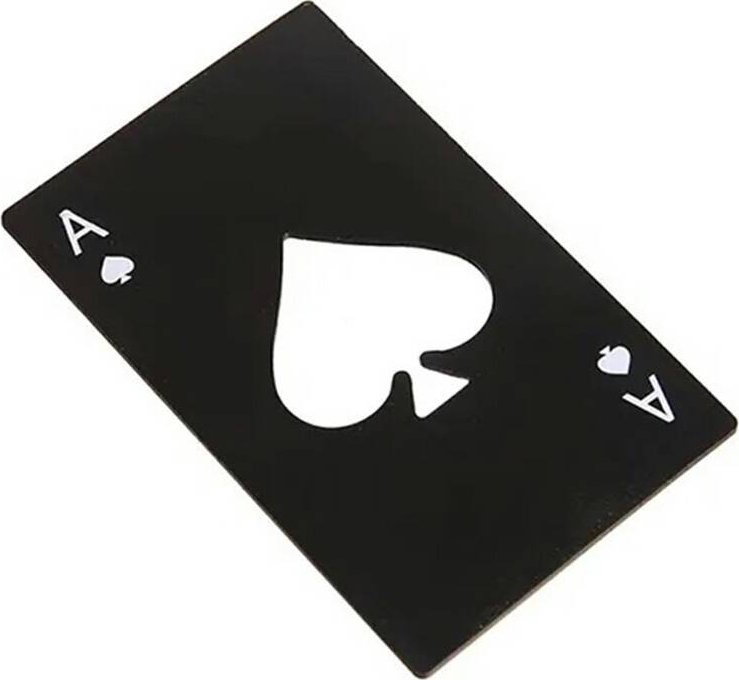 Aptel Stalowy Otwieracz do Butelek w kształcie Karty As PIK czarny DA50