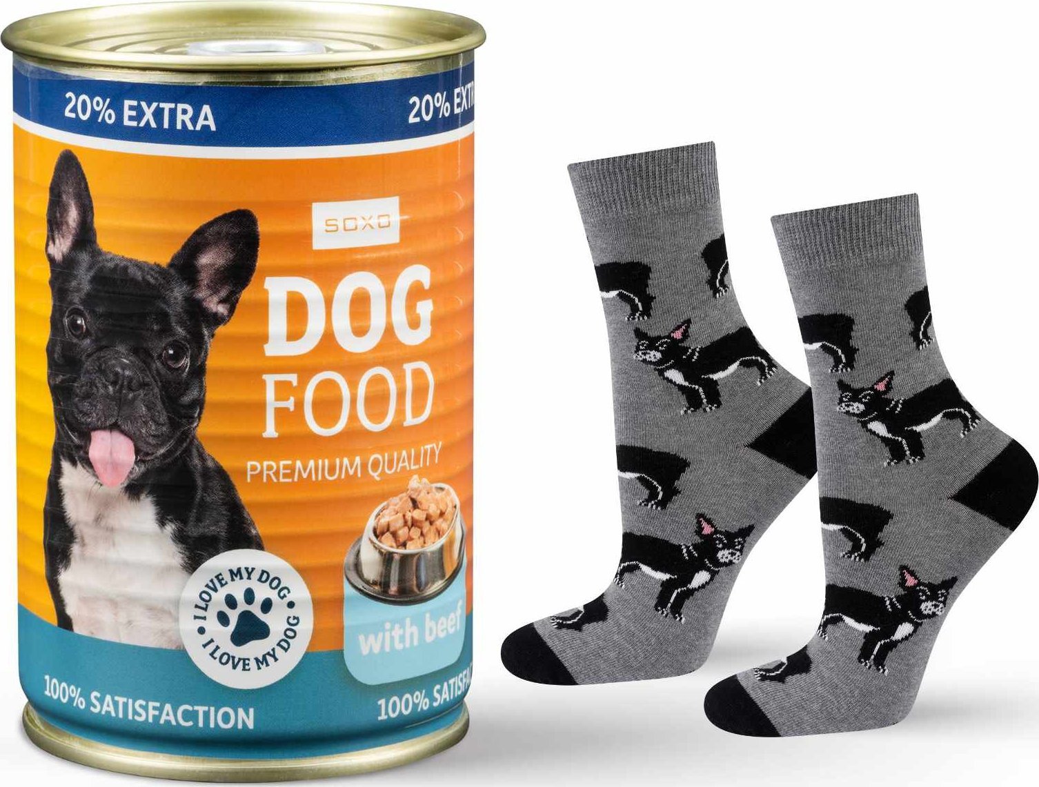 Soxo Kolorowe Męskie | Damskie Skarpetki SOXO bulldog w puszce 4045