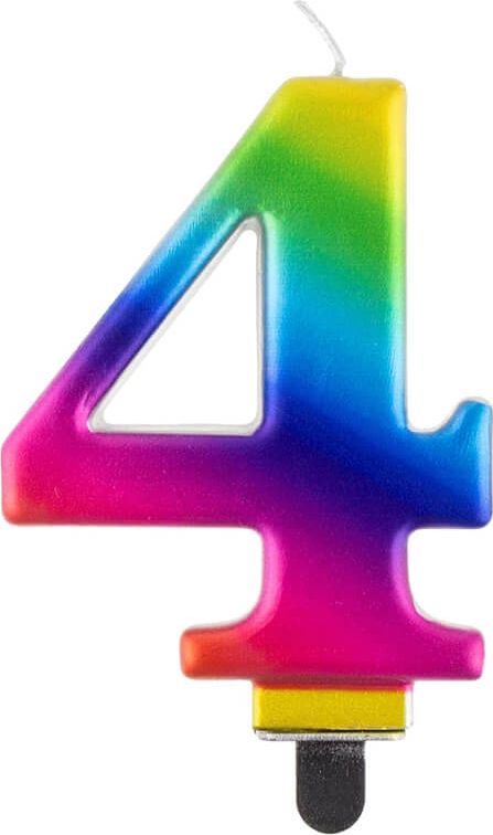 GoDan Świeczka urodzinowa "4" multikolor 8cm