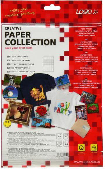 Logo Etykiety A4, matowe, białe, 65 etykiety, 140g/m2, 25 szt. (32202)