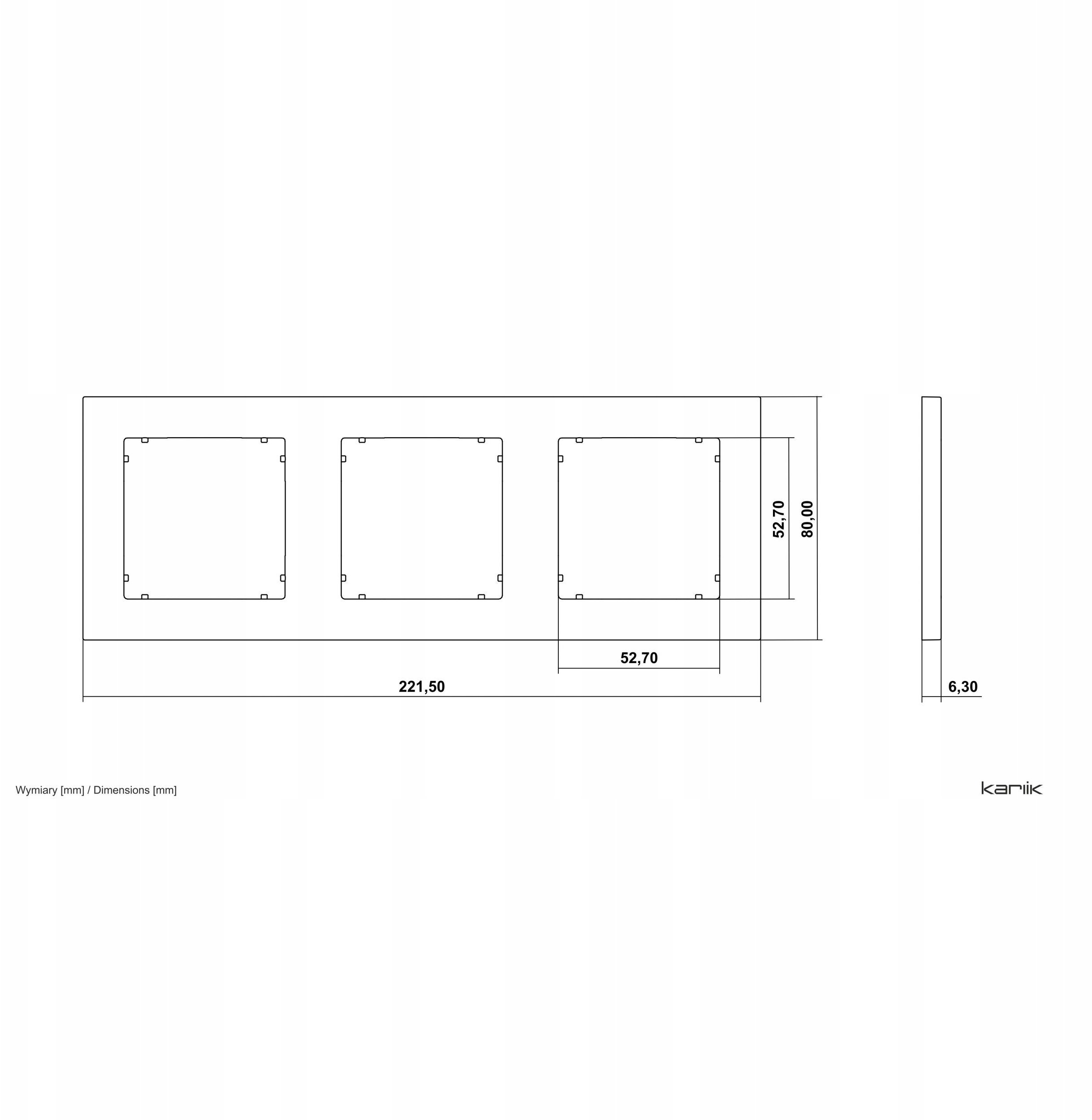MINI Ramka uniwersalna potrójna kwadratowa z tworzywa taupe 60MR-3