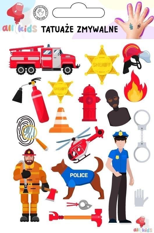 Tatuaże zmywalne dla dzieci Strażak i policjant
