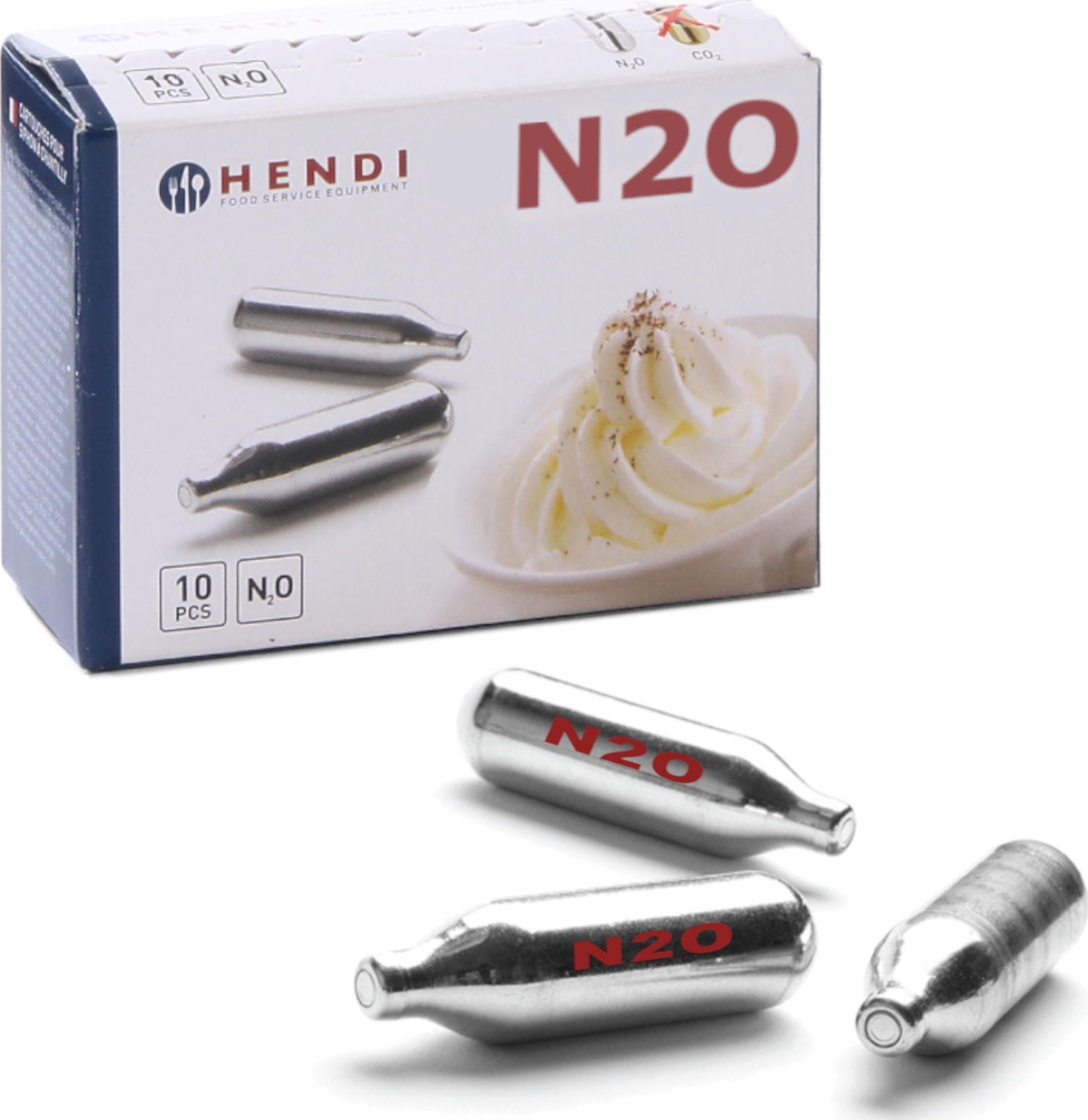 Hendi Naboje do syfonu do bitej śmietany gaz N2O 10 szt. - Hendi 588208 Naboje do syfonu do bitej śmietany 10 szt. - Hendi 588208