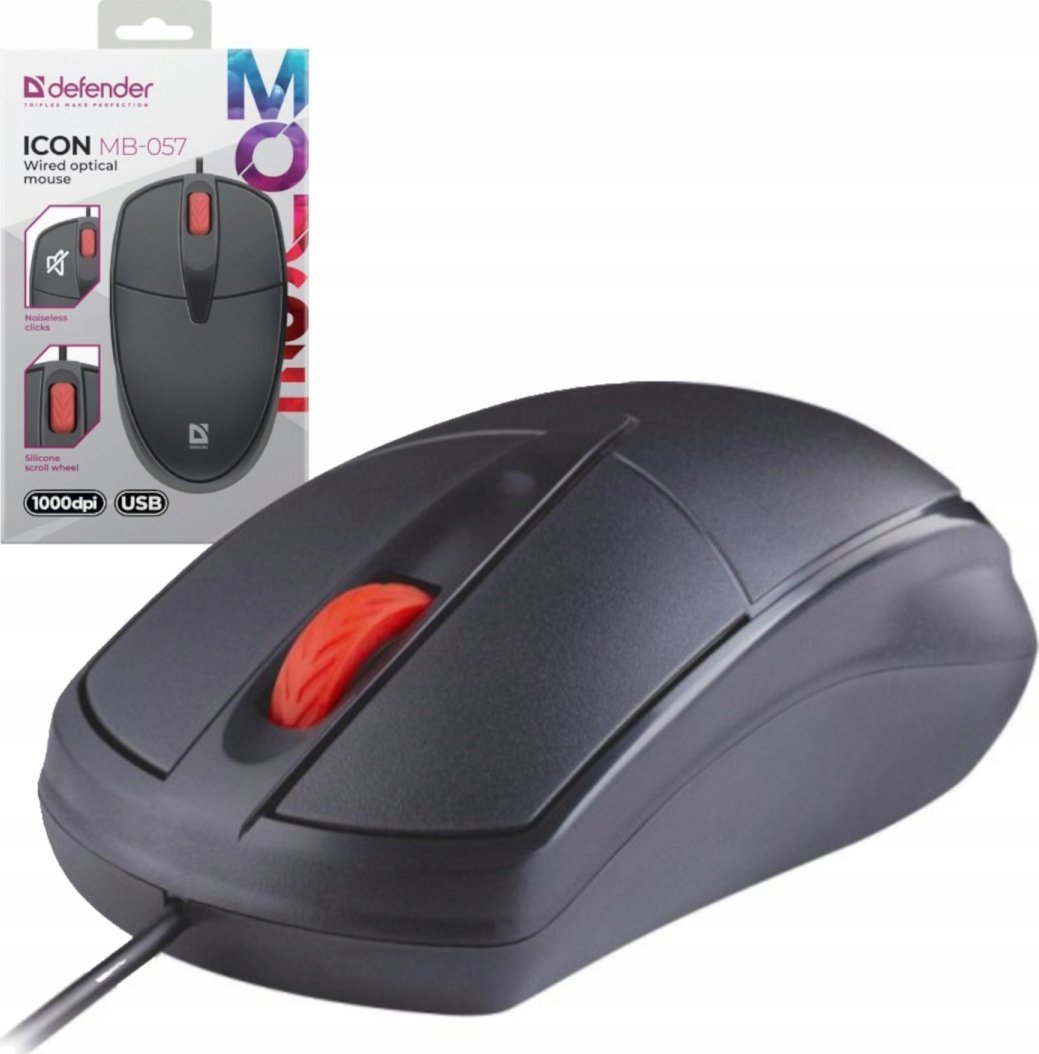 Mysz Defender Mysz przewodowa Defender ICON MB-057 1000dpi bezklikowa silent