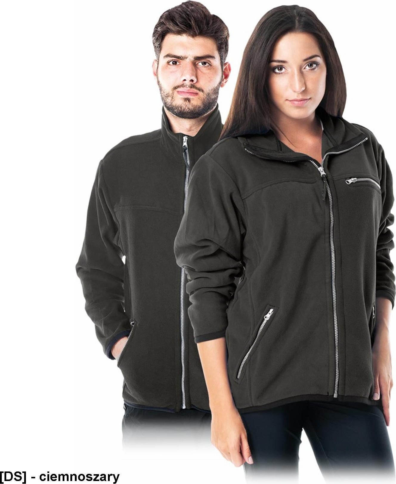 R.E.I.S. POLAR-HONEY - bluza, miły w dotyku krótko strzyżony polar, 100% poliester 290 g/m2, suwak, 3 zasuwane kieszenie - ciemnoszary L