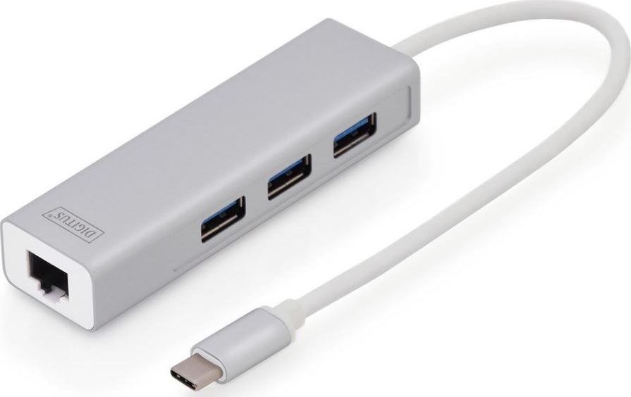 HUB USB Digitus 1x RJ-45 + 3x USB-A 3.0 (DA-70255)