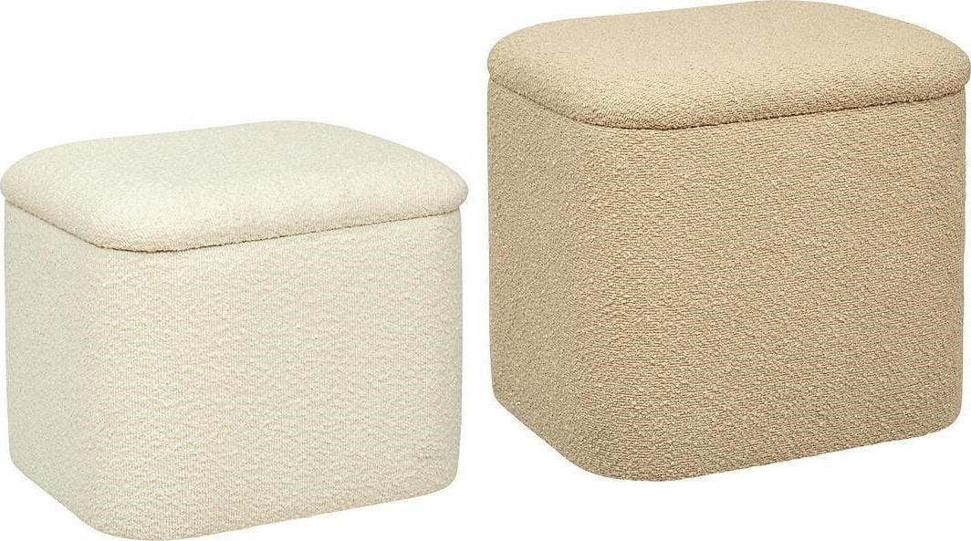 Atmosphera Pufy ze schowkiem bouclé DANI, zestaw 2 sztuki