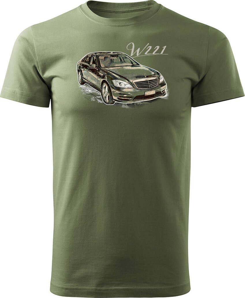 Topslang Koszulka kolekcjonerska z samochodem Mercedes S W221 męska khaki REGULAR S