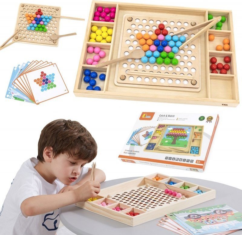 Viga Toys VIGA Drewniana Gra Kulki Złap i Dopasuj Układanka
