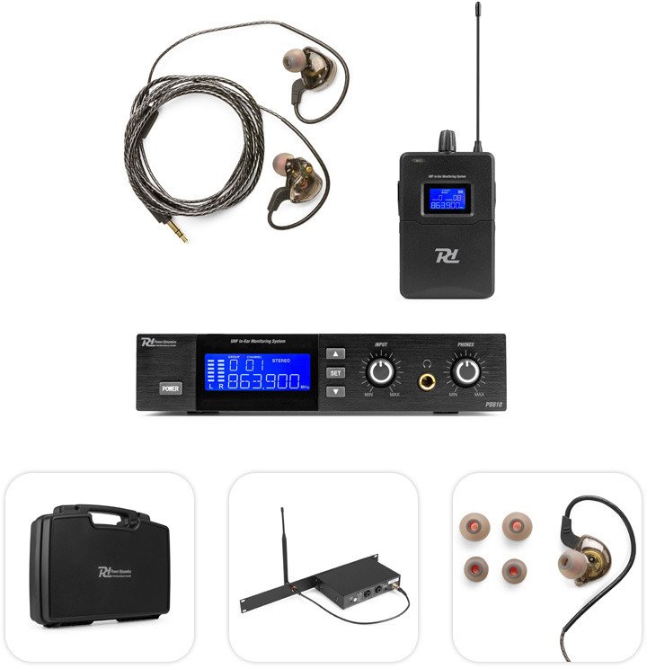Douszny system monitorowy odsłuchowy UHF PD810 Power Dynamics one size