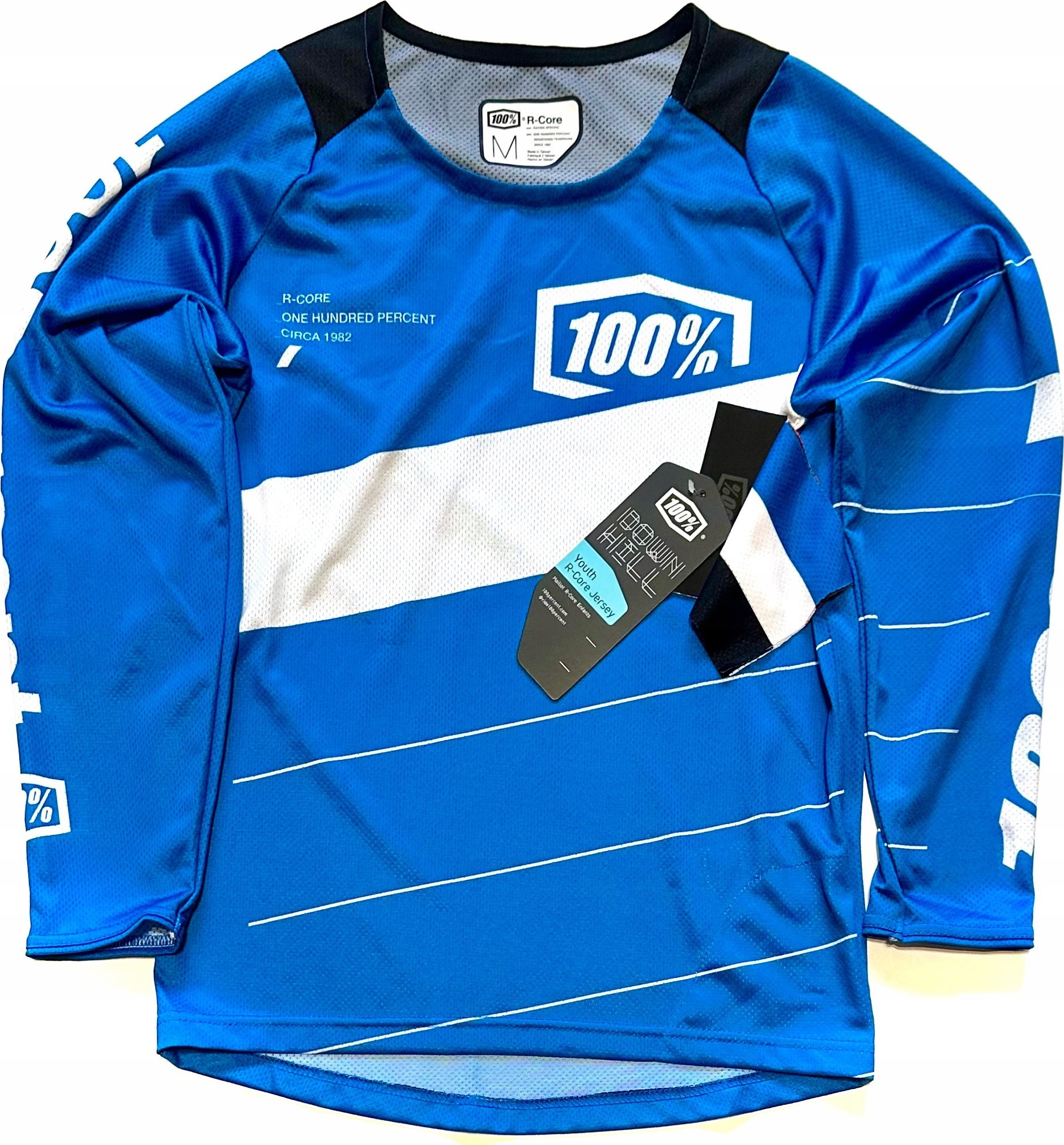 100% Koszulka juniorska 100% R-CORE Jersey długi rękaw Blue roz. M (NEW 2023)