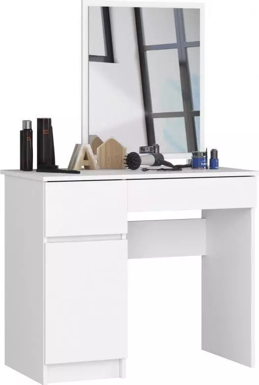 Fabryka Mebli Akord TOALETKA KOSMETYCZNA Z LUSTREM P-2/SL 500x600 LEWA BIAŁA