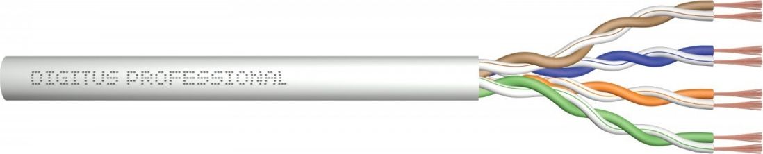Digitus Digitus Kabel teleinformatyczny instalacyjny kat.5e, U/UTP, Eca, drut, AWG 24/1, PVC, 50m, Szary