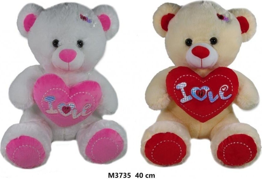 Miś z sercem 40cm MIX