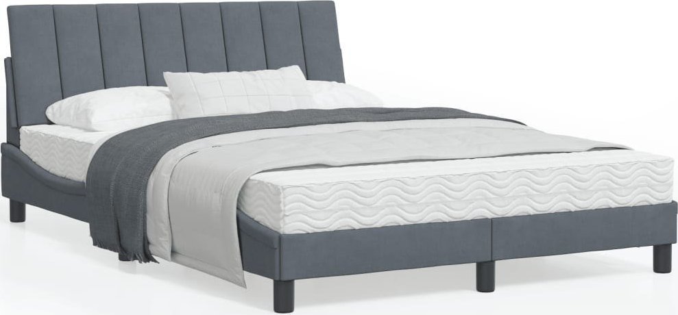 vidaXL Rama łóżka z LED, ciemnoszara, 140x200 cm, aksamitna