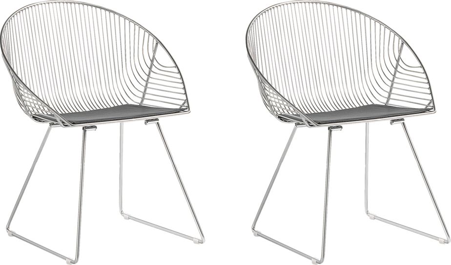 Beliani Zestaw 2 krzeseł do jadalni srebrny AURORA