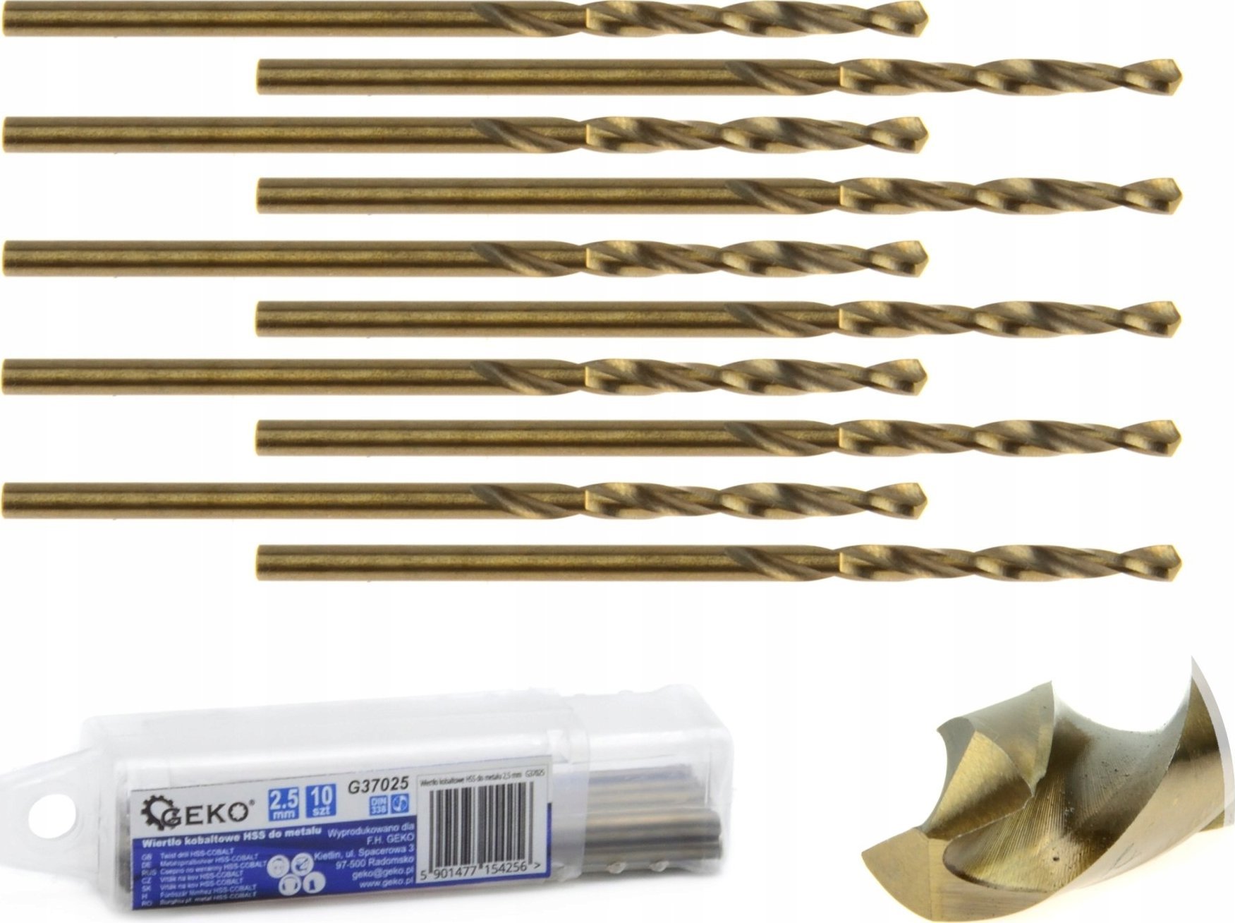 Wiertło Geko Wiertło kobaltowe HSS do metalu 2,5 mm (10/2520)