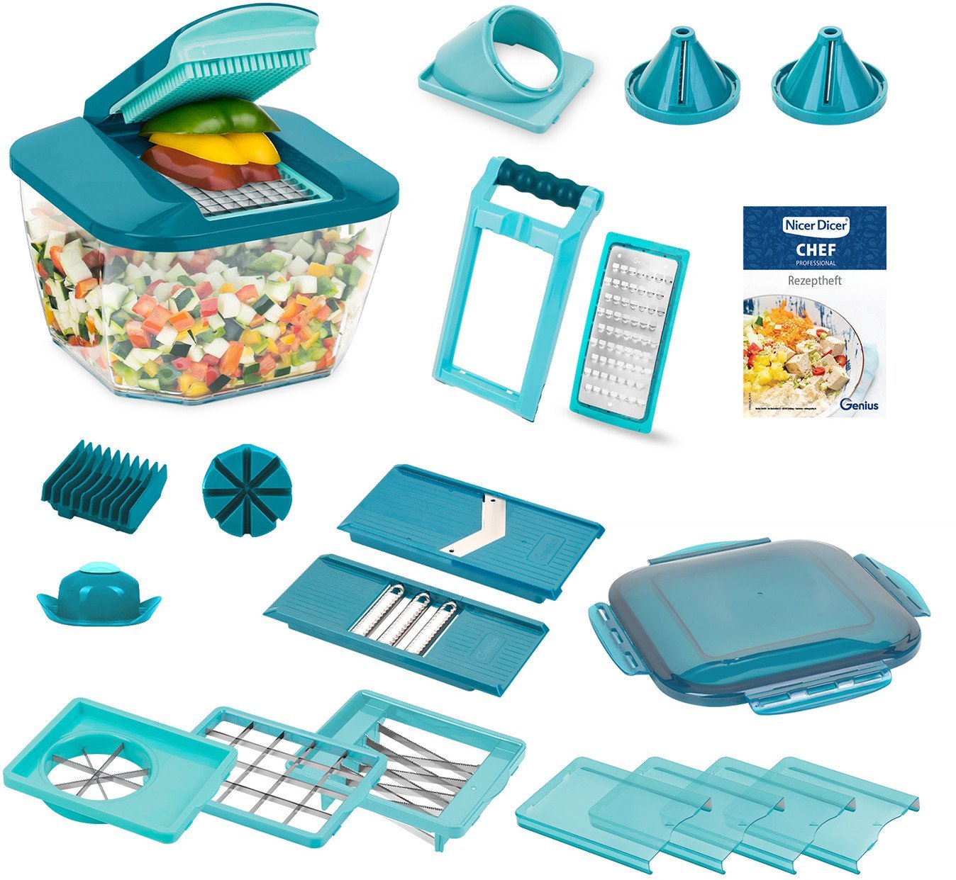 Rozdrabniacz Genius Nicer Dicer Chef Professional Set 23-częściowy dark petrol