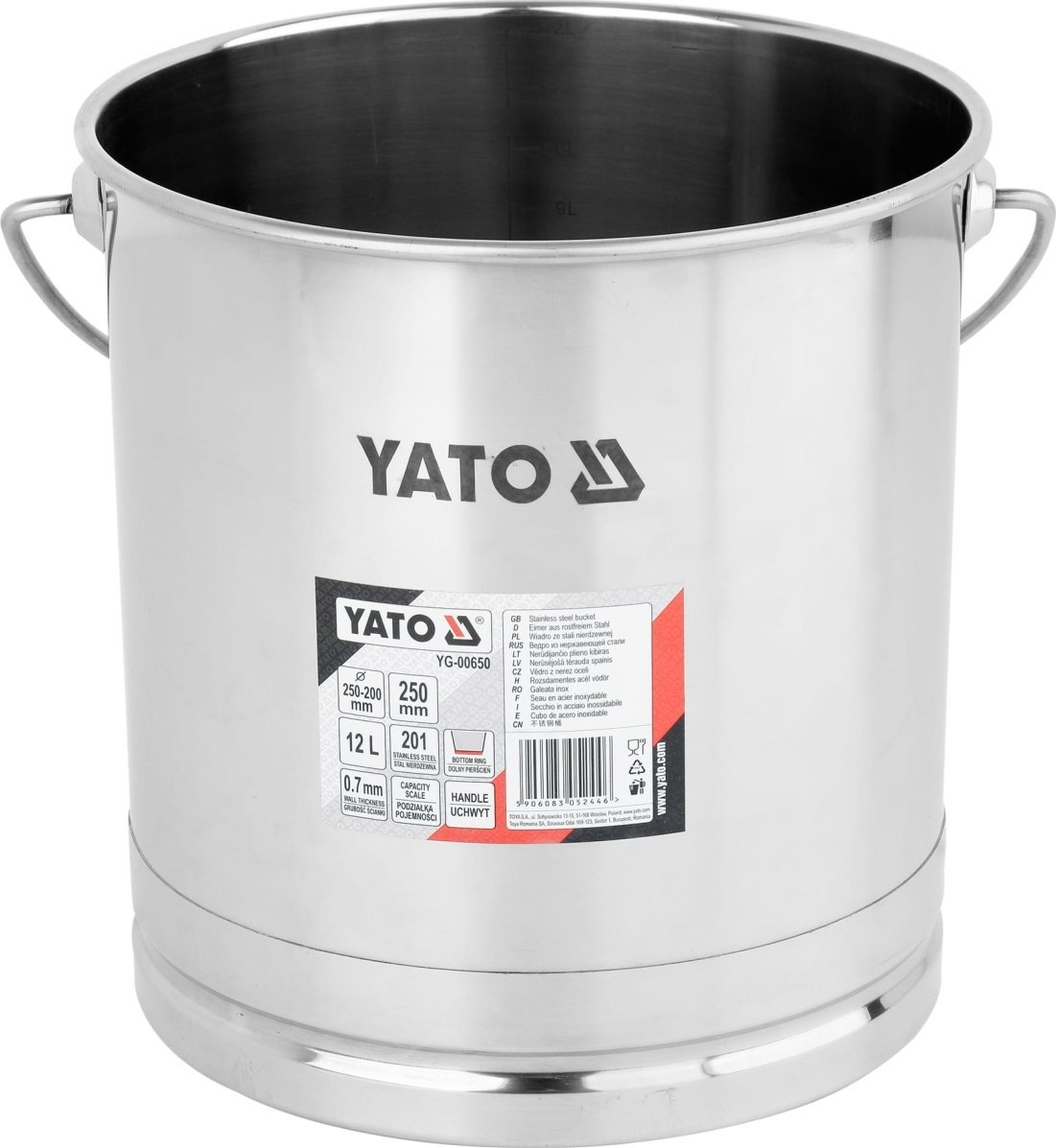 Yato WIADRO / POJEMNIK ZE STALI NIERDZEWNEJ 12L.