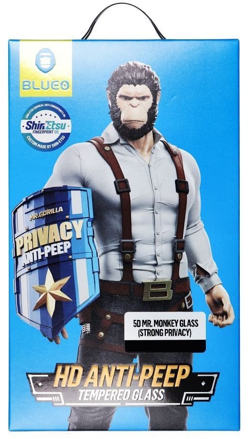 Szkło Hartowane 5D Mr. Monkey Glass - Apple iPhone 15 Pro Max czarny (Strong Privacy)