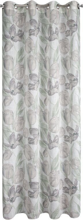 Eurofirany Zasłona na przelotkach welwet w kwiaty MILLIENA 140X250 naturalna