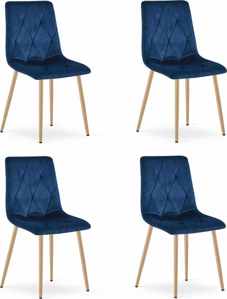 Leobert Krzesło LIBRA - granat aksamit / nogi kolor drewna x 4
