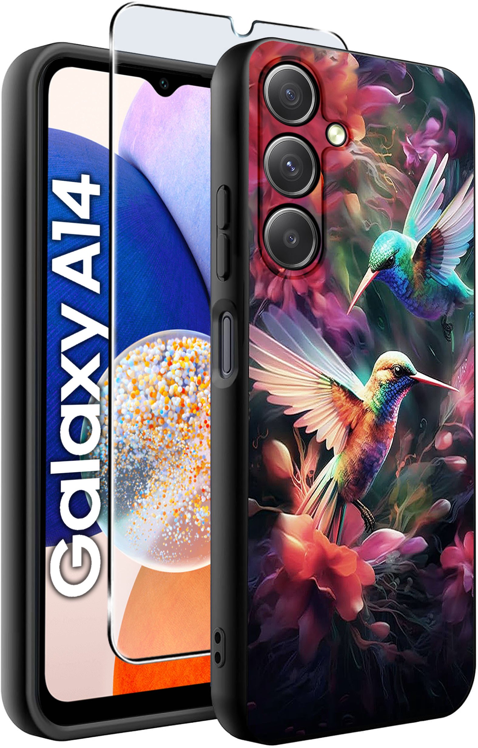 ETUI do Samsung A14 5G WZORY | SILIKONOWE MATT CASE + SZKŁO HARTOWANE 9H