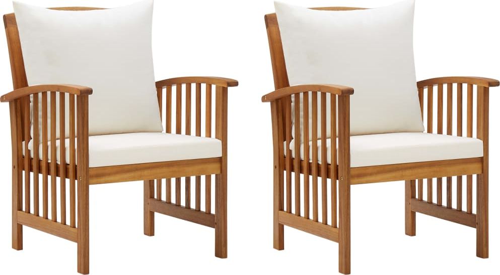 vidaXL Krzesła ogrodowe z poduszkami, 2 szt., lite drewno akacjowe