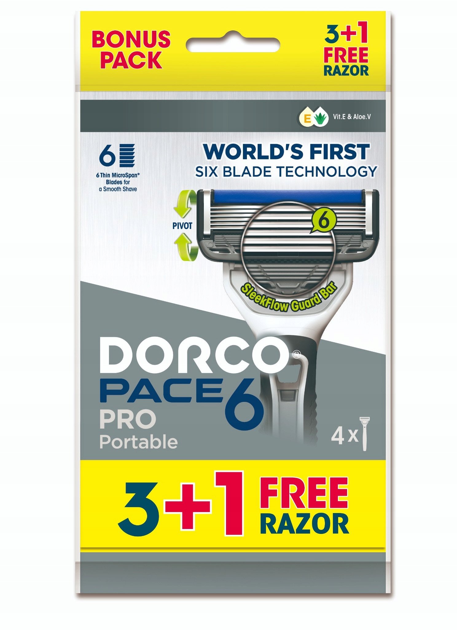 DORCO Pace Pro 6 Maszynka do golenia jednorazowa 6 ostrzy 1 op. - 4 szt.