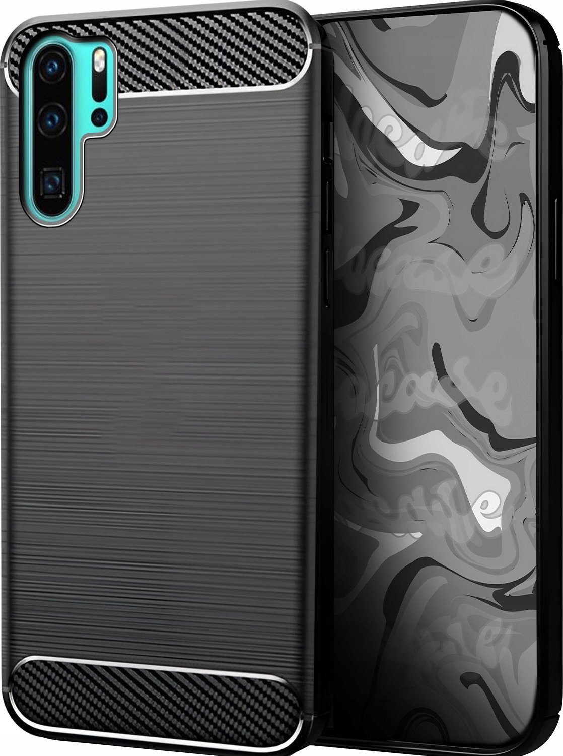 Hello Case ETUI DO HUAWEI P30 PRO | PANCERNE KARBON CASE CZARNE
