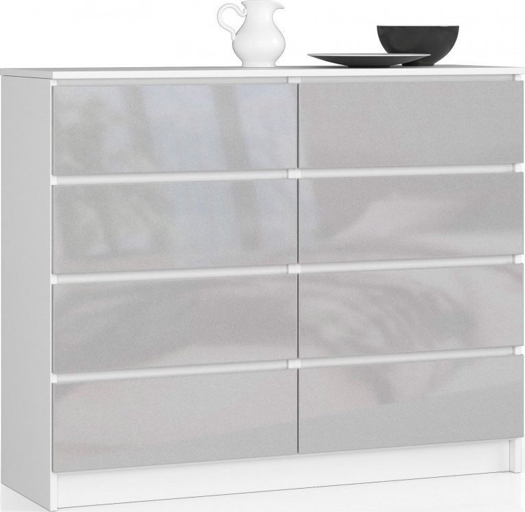 Elior Nowoczesna komoda do salonu biała + metalik połysk - Stigio 4X