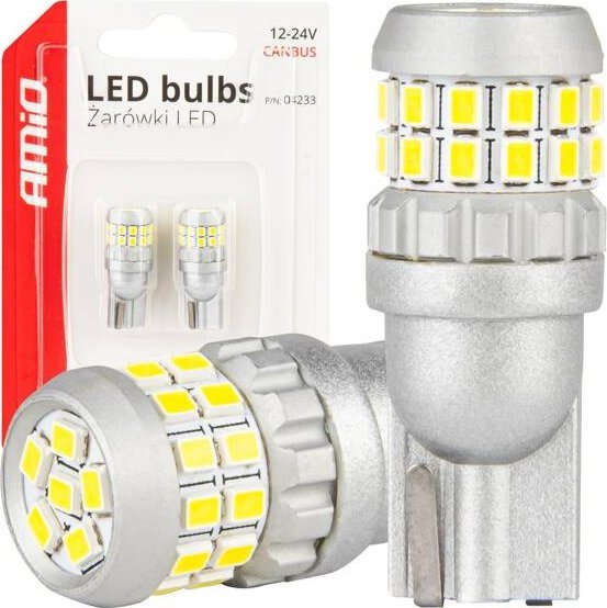 Żarówki LED CANBUS T10 W5W 30SMD 2016 White 12V 24V AMIO-04233