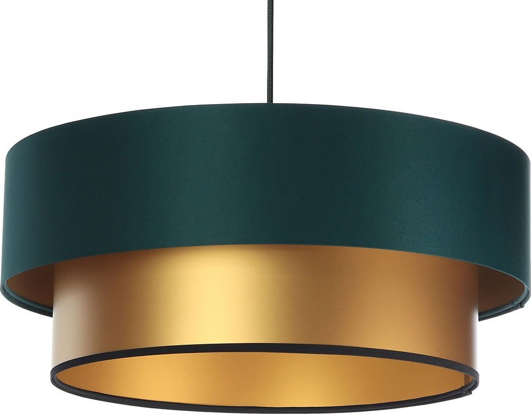 Lampa wisząca Lumes Złoto-zielona lampa wisząca glamour z abażurem - S417-Melux