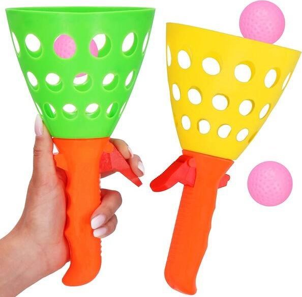 Springos Gra zręcznościowa łapacz piłeczek, catch ball - rzuć i złap piłkę, 2 rękawice z wyrzutnią, 3 piłeczki UNIWERSALNY