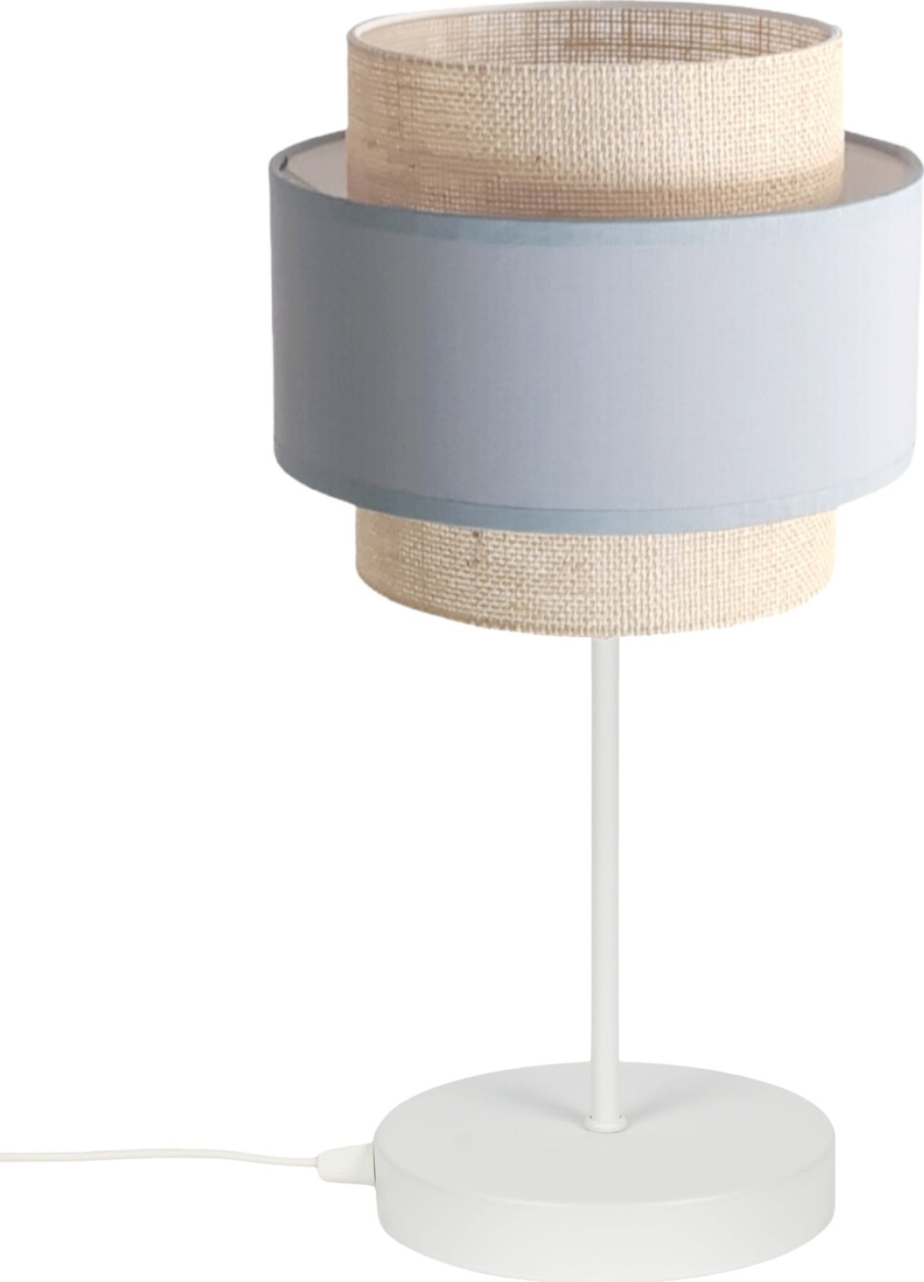 Lampa stołowa Solar Lampka nocna stołowa gabinetowa styl BOHO len i szary