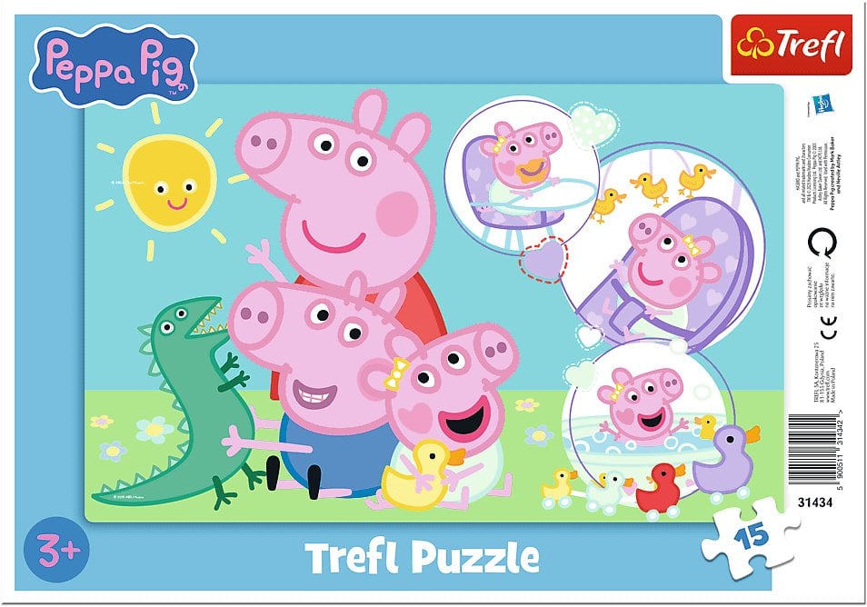 Trefl Puzzle ramkowe Świnka Peppa, Najmilsza świnka 15 elementów (31434)