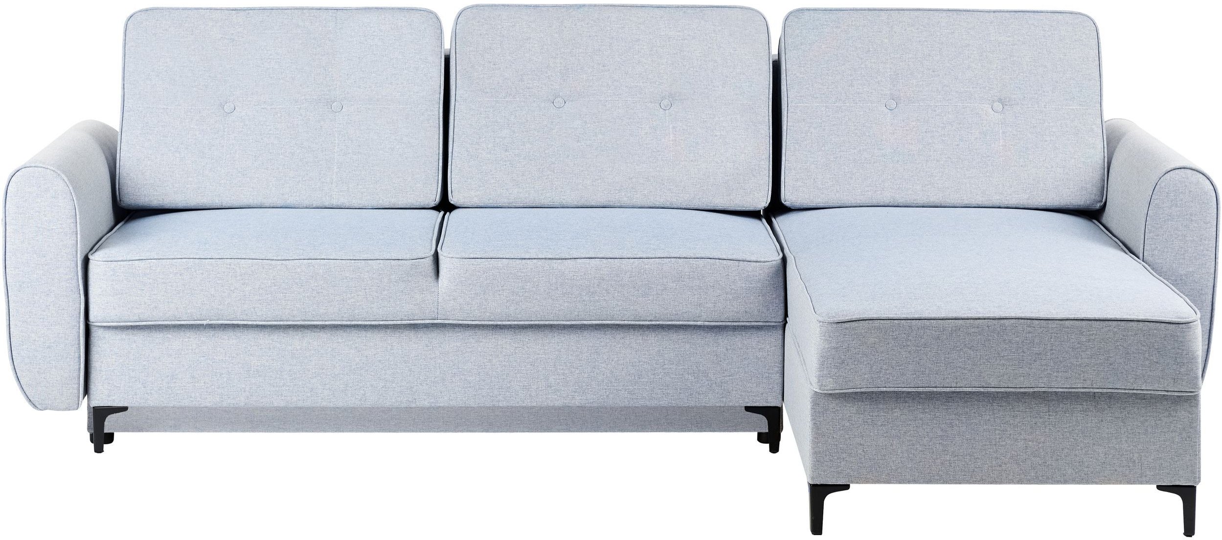 Narożnik rozkładany dla 3 osób SIMRIS Błękitny ze schowkiem Lewostronny