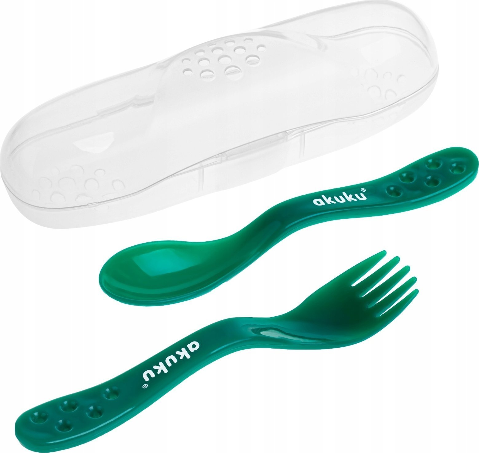 Sztućce w etui zielone