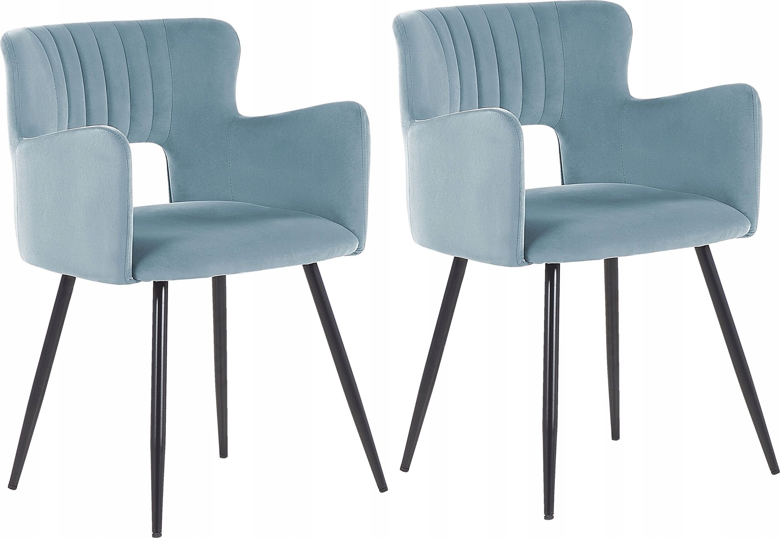 Beliani Zestaw 2 krzeseł do jadalni welurowe jasnoniebieskie SANILAC
