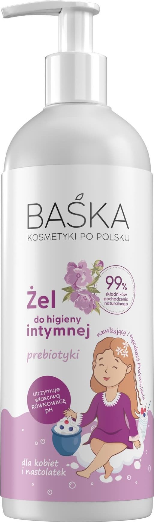 Solverx BAŚKA Żel do higieny intymnej - Prebiotyki 400 ml