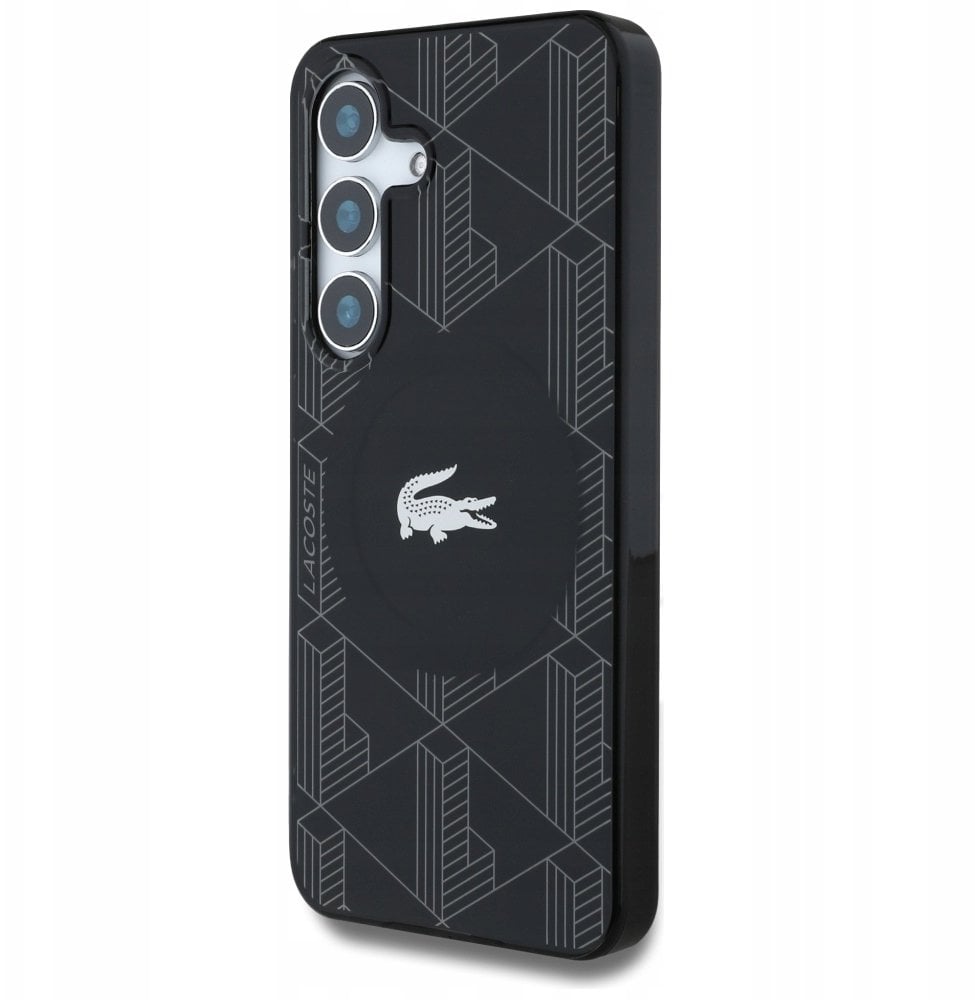 Etui Lacoste Monogram W/ Silver Croc Logo MagSafe do Samsung Galaxy S25 czarny