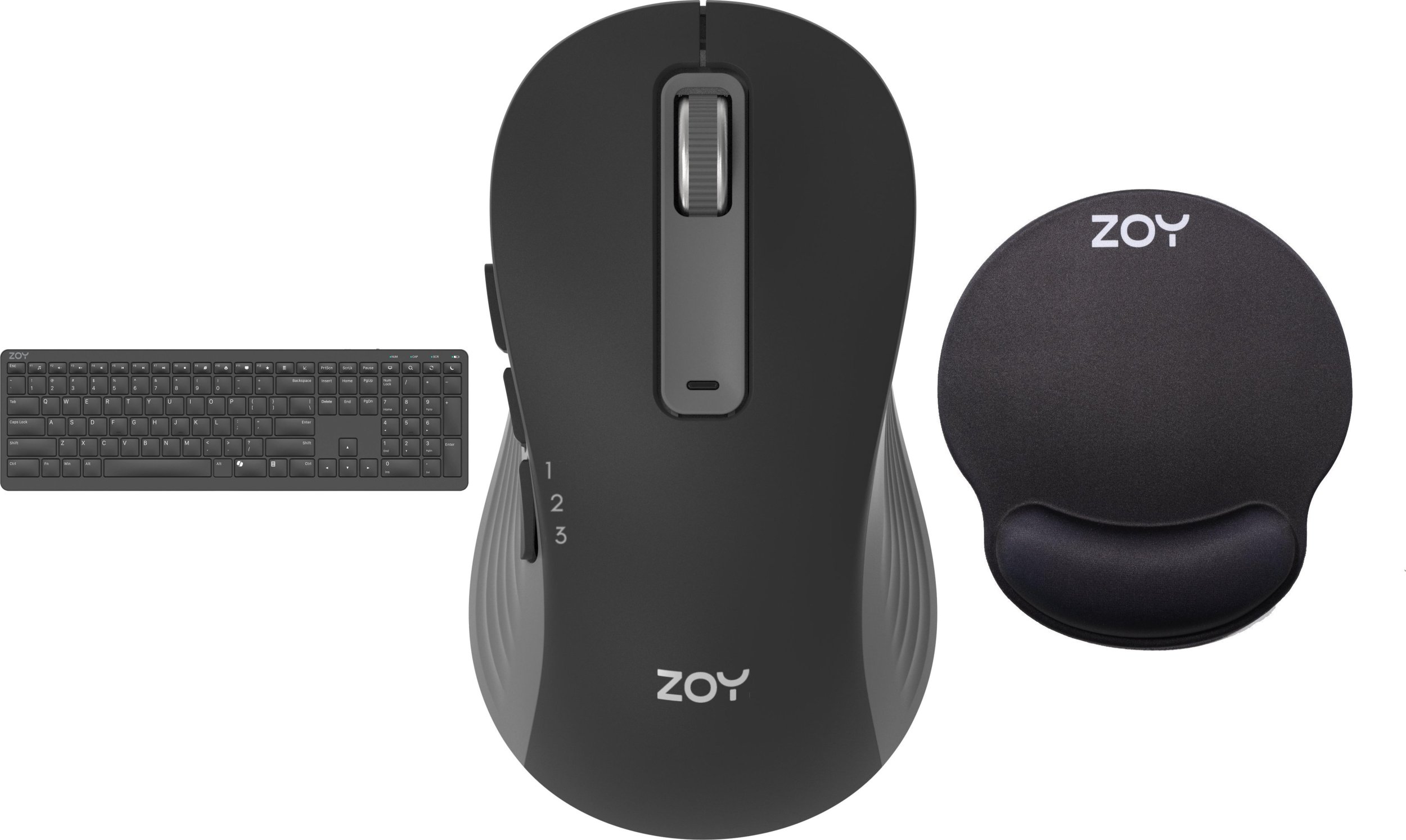 Klawiatura ZOY Klawiatura ZOY ZKB880 + Mysz ZOY bezprzewodowa ZMS88 + Podkładka ZOY żelowa czarna ZMP25