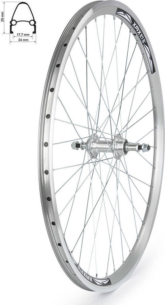 Triton Koło tylne 27,5" obręcz stożkowa srebrna, piasta aluminiowa łożyska maszynowe na nakrętki, srebrne Uniwersalny