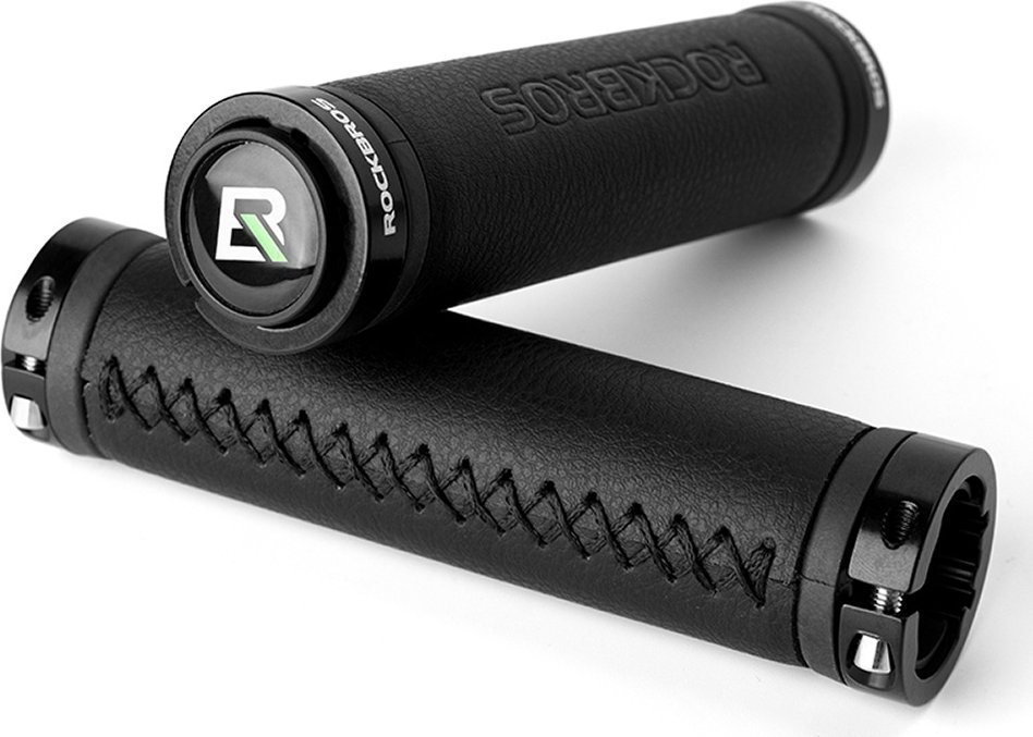 RockBros Chwyty rowerowe gripy na kierownicę komfortowe ze skóry - czarne ROCKBROS