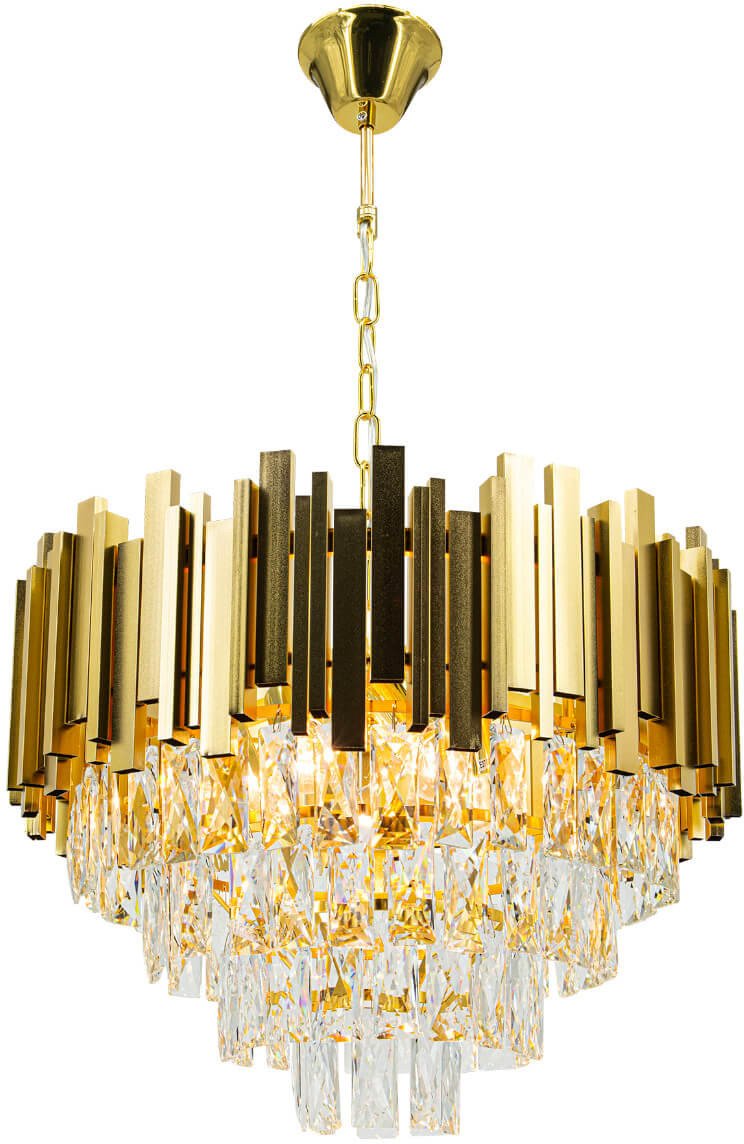 Glamour lampa wisząca Valetta 6268/5 TR z kryształami okrągła złoto