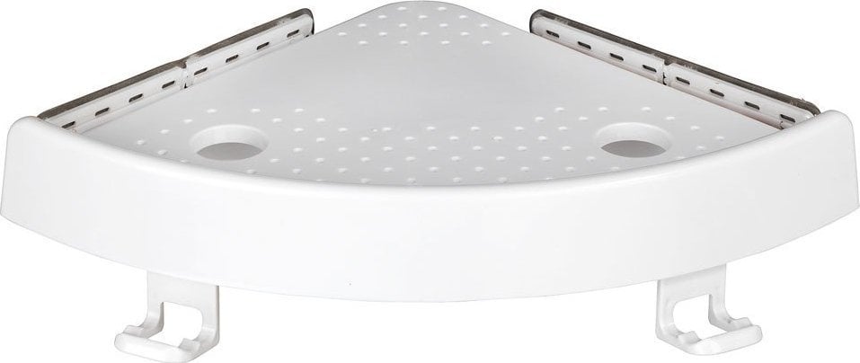 Allstar Półka narożna biała, z haczykami, półka prysznicowa, Allstar