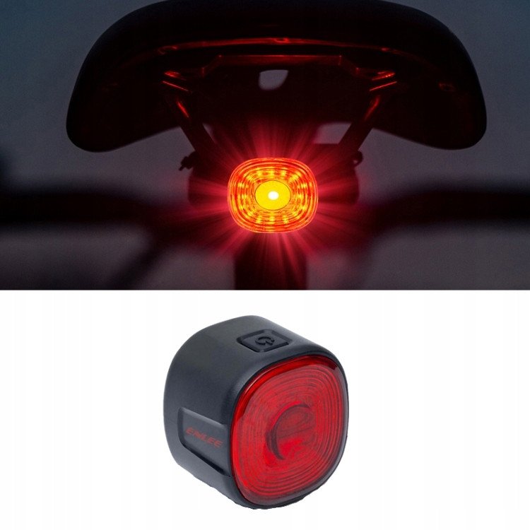 Lampka TYLNA ROWEROWA ENLEE AUTOMATYCZNY STOP CZUJNIK Zmierzchu IP66