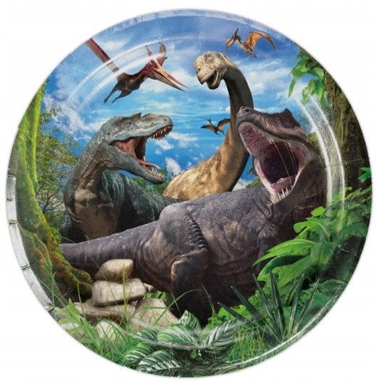 Talerzyki Jednorazowe Świat Dinozaurów Jurassic Papierowe Duże 23cm 10szt