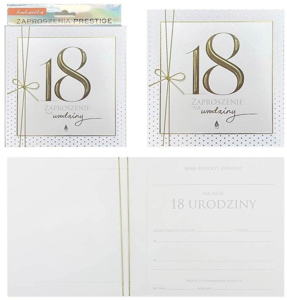 Zaproszenie Urodziny 18 5szt